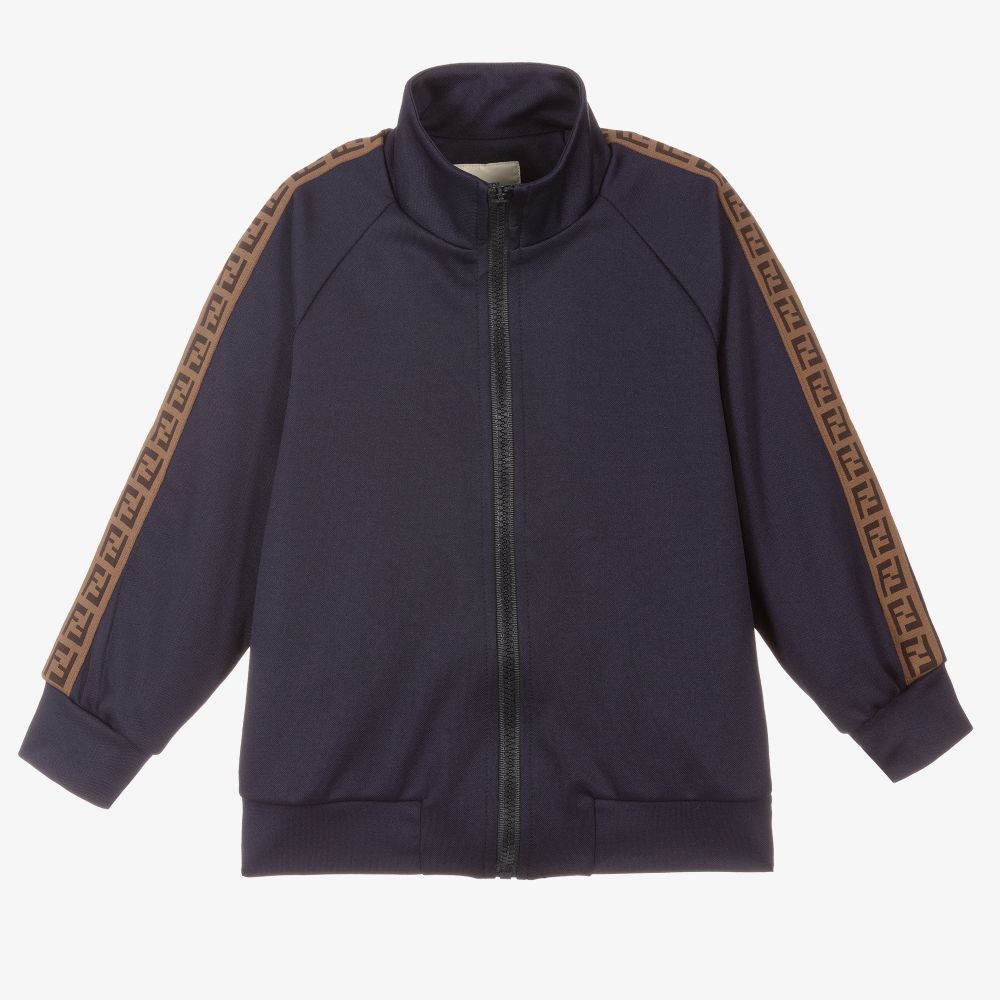 Fendi - Blue FF Logo Zip-Up Top | Childrensalon