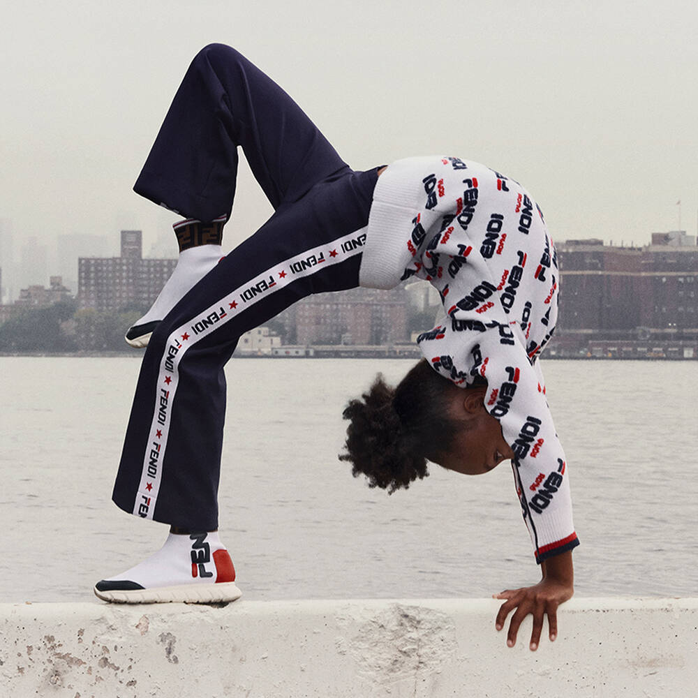 Fendi Мания-Blue Jersey Trousers  | Childrensalon Outlet