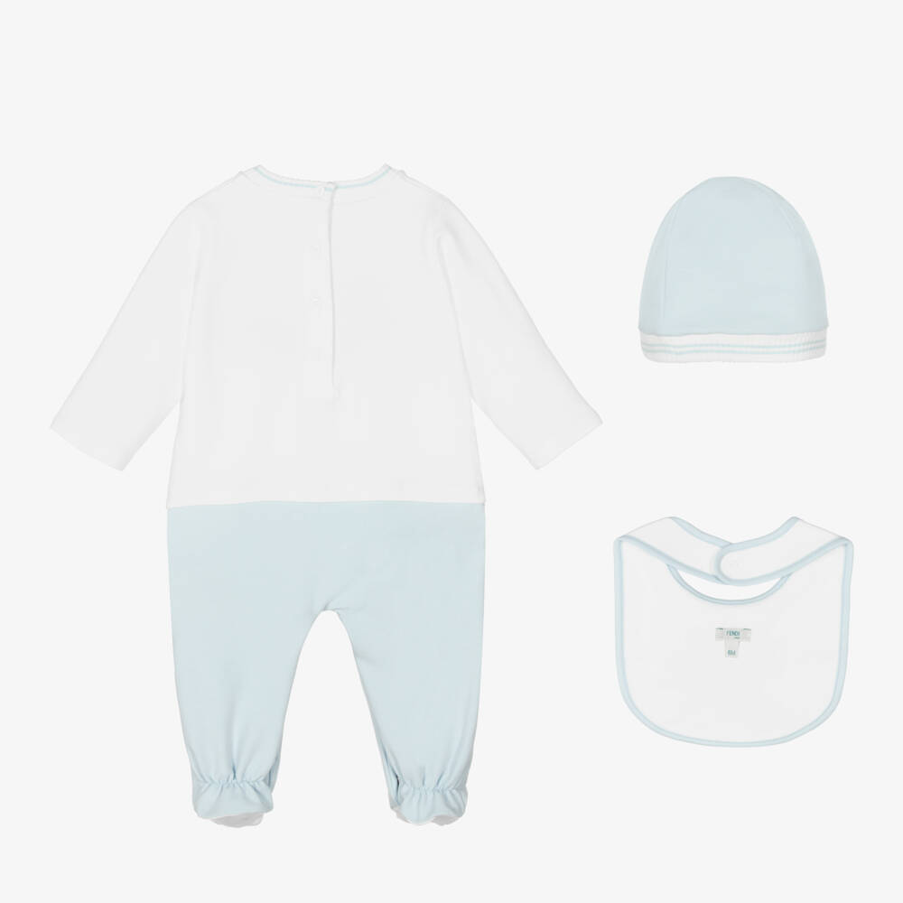 Fendi-Blue Logo Babygrow Gift Set | Childrensalon Outlet