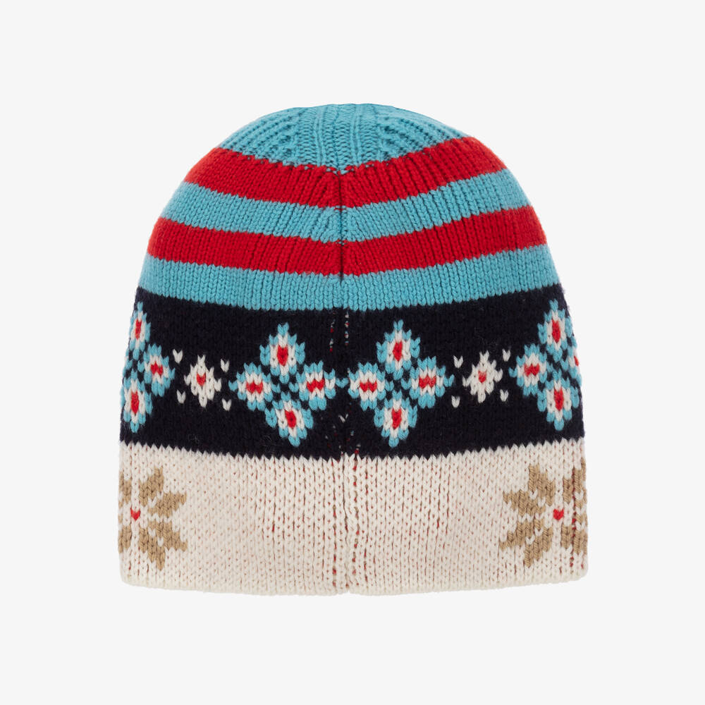 Fendi-Blue Logo Wool Knit Beanie Hat | Childrensalon Outlet