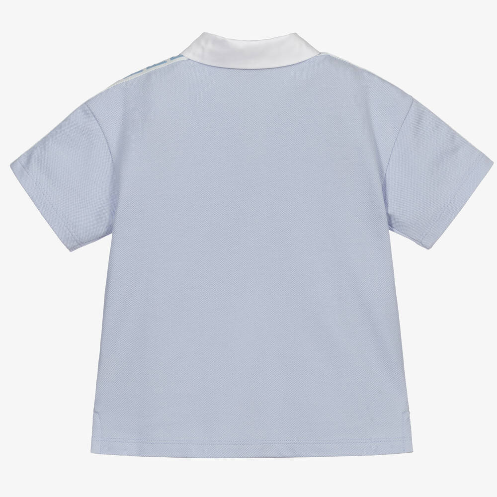 Tシャツ・カットソー Fendi Air Force Blue Piquet Polo Shirt Fendi - Blue Piqué FF Baby Polo Shirt | Childrensalon Outlet