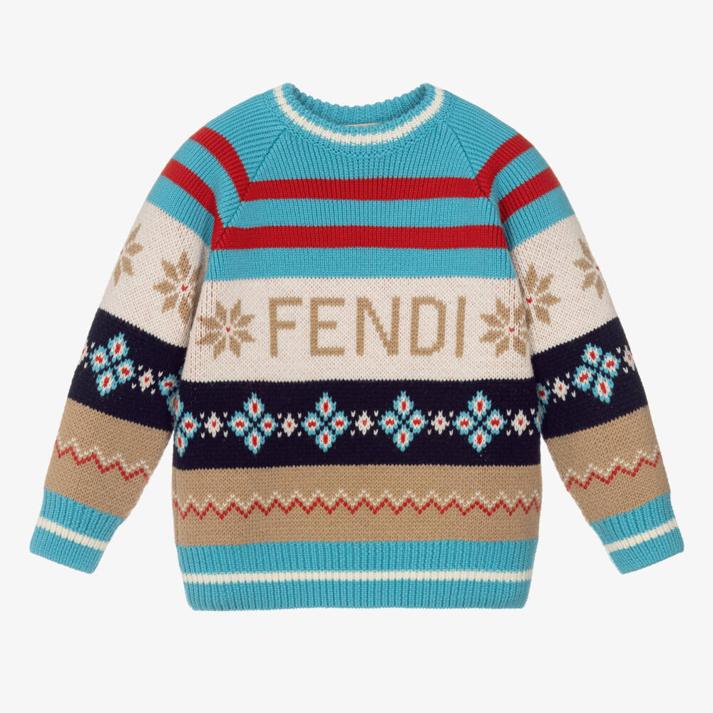 Fendi-Синий полосатый шерстяной джемпер | Childrensalon Outlet
