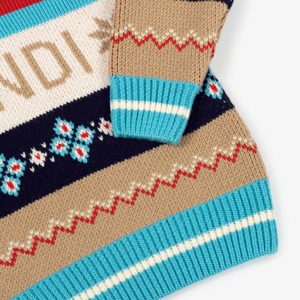 Fendi-Синий полосатый шерстяной джемпер | Childrensalon Outlet