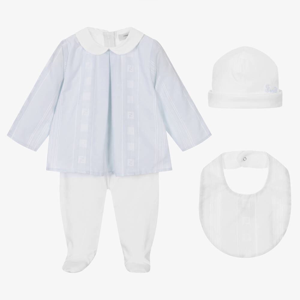 Fendi - Blue & White Babysuit Gift Set | Childrensalon