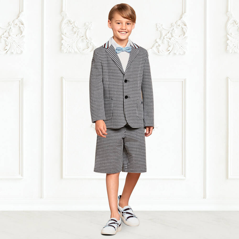 Fendi-Blue & White Check Blazer | Childrensalon Outlet