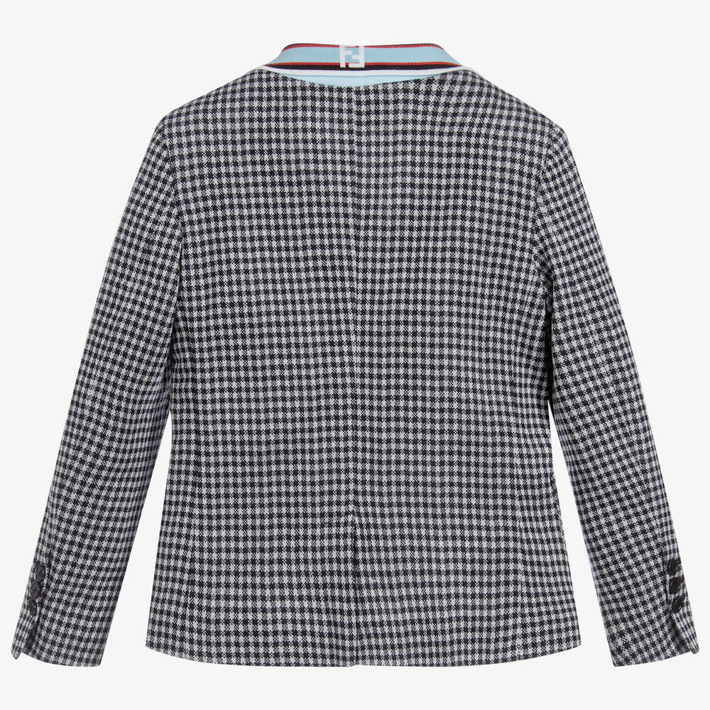 Fendi-Blue & White Check Blazer | Childrensalon Outlet
