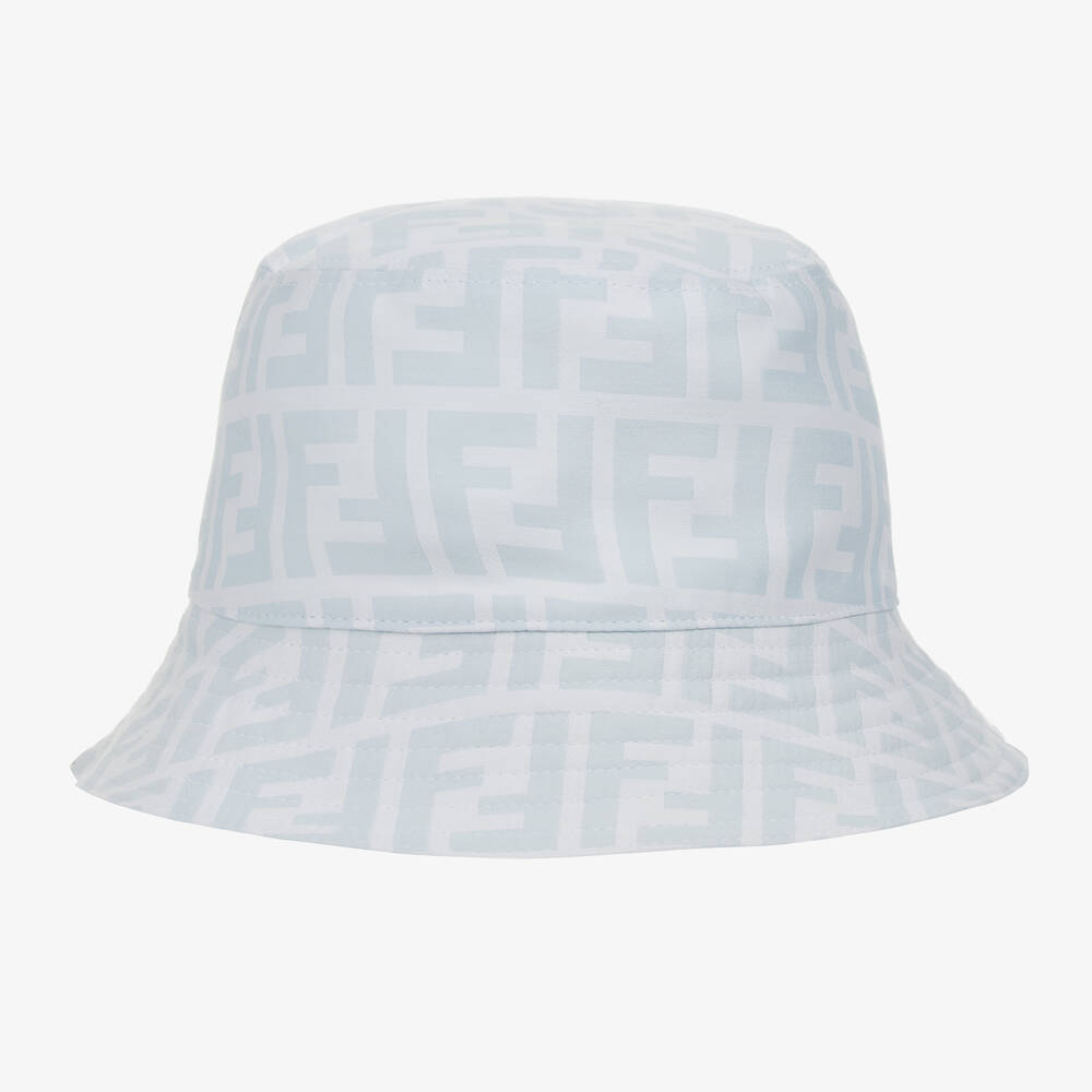 Fendi - Blue & White FF Logo Bucket Hat | Childrensalon