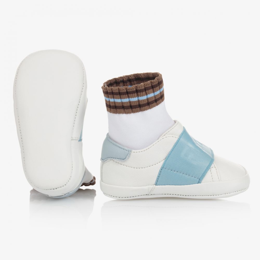 Fendi-Бело-голубые кожаные кроссовки | Childrensalon Outlet