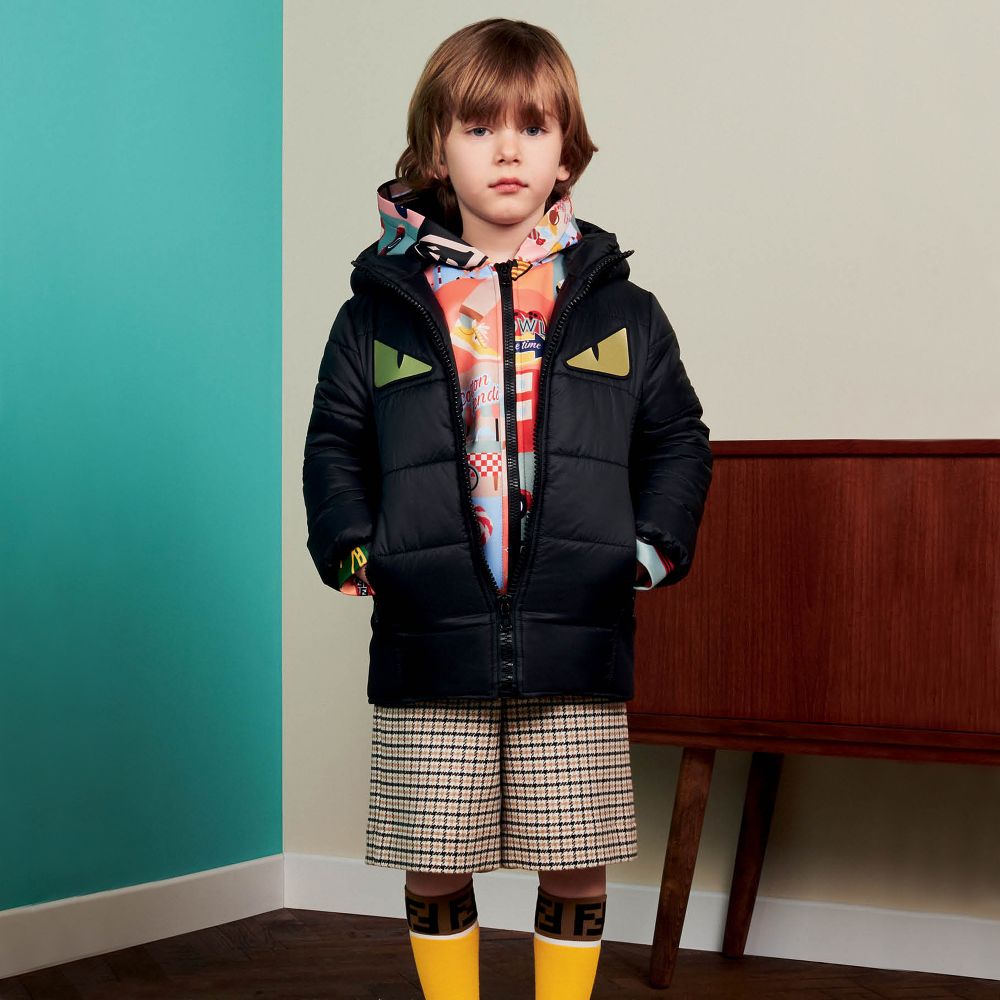 Fendi - Boys Beige Check Wool Shorts | Childrensalon Outlet