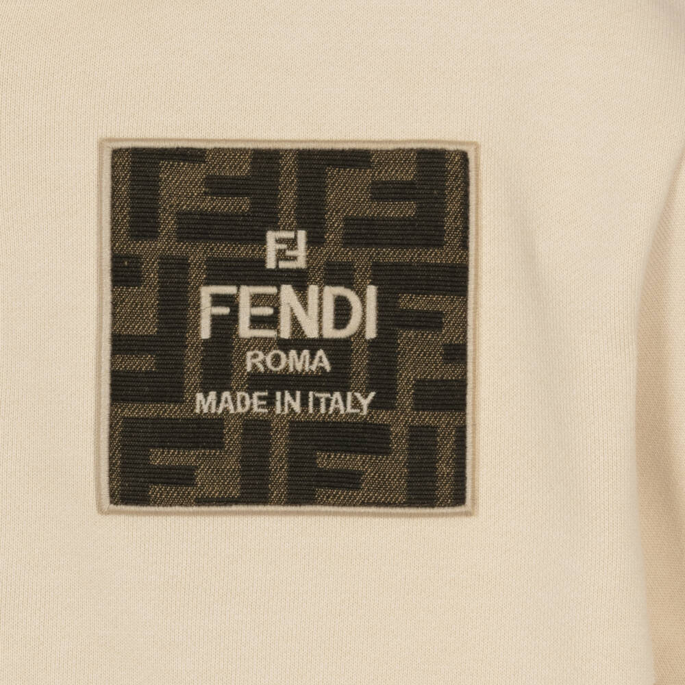 Fendi-Бежевая хлопковая толстовка с логотипом для мальчиков | Childrensalon Outlet