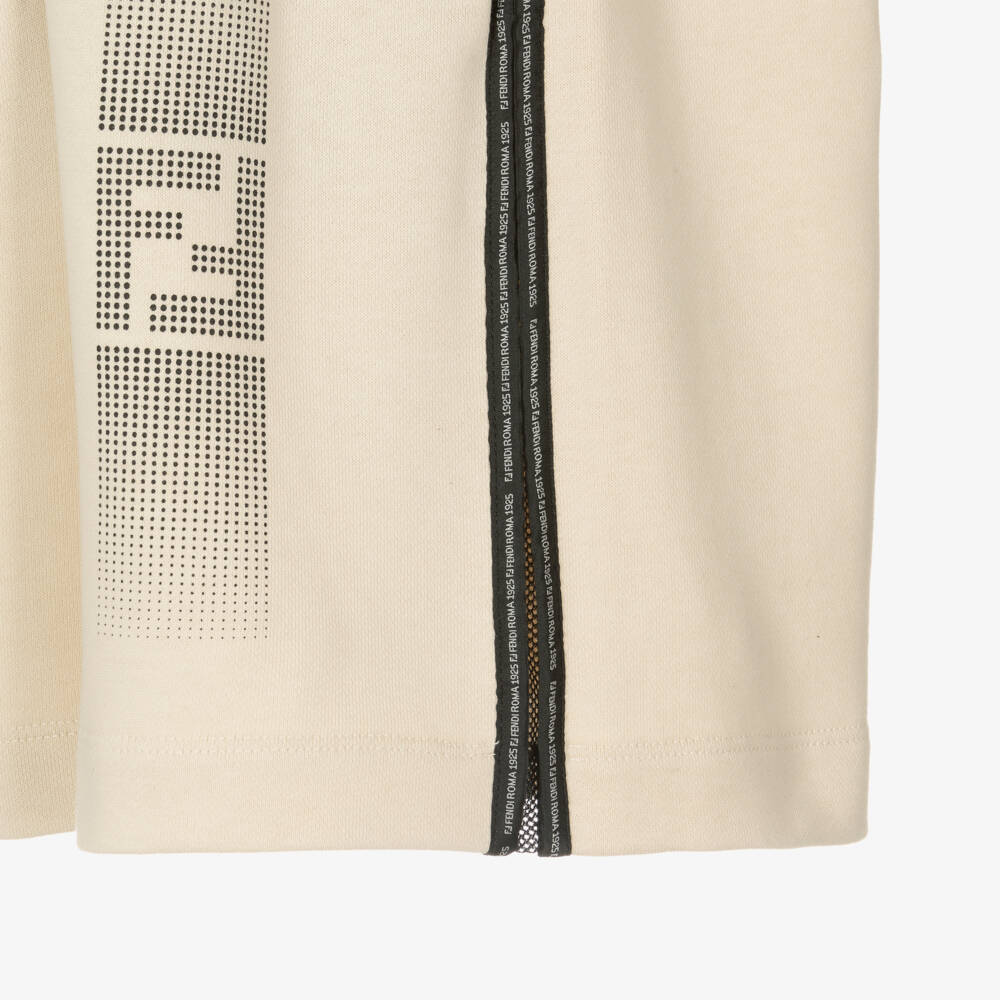 Fendi-Бежевые хлопковые шорты с логотипом для мальчиков | Childrensalon Outlet
