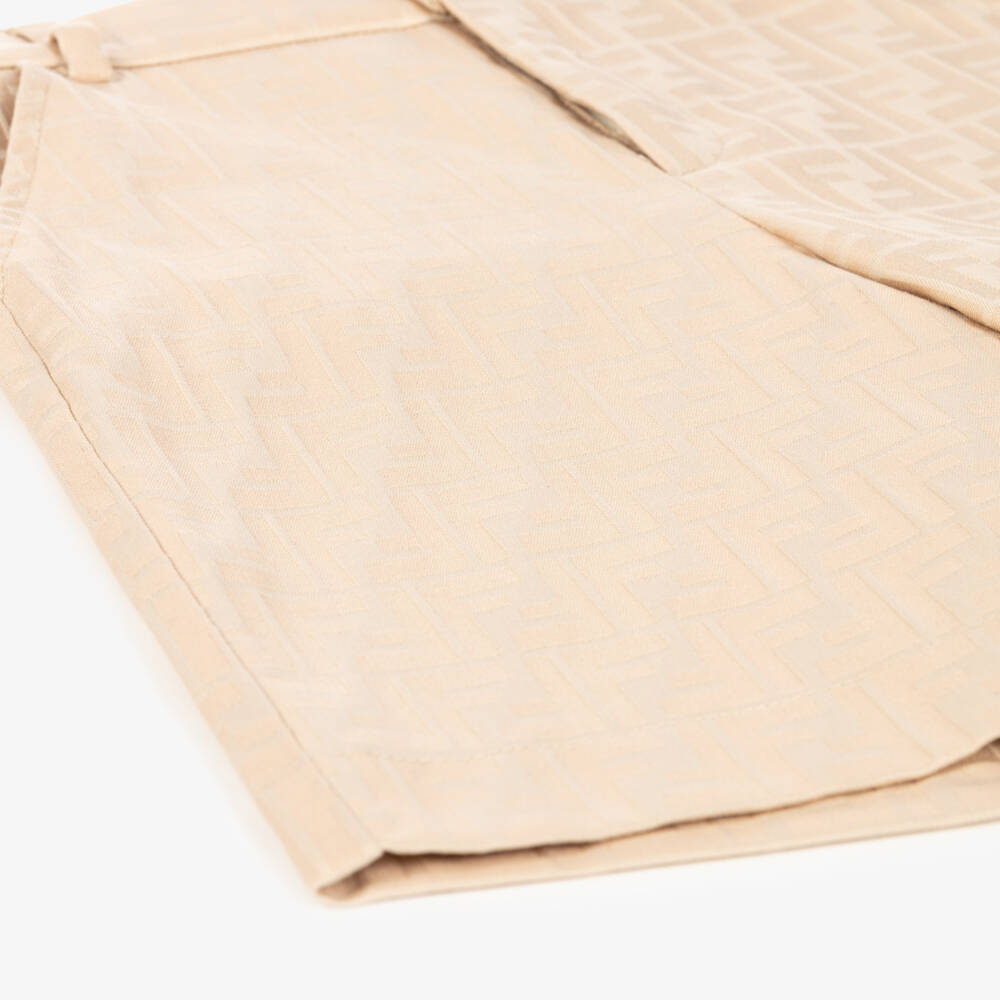 Fendi-Boys Beige Cotton Twill Shorts | Childrensalon Outlet