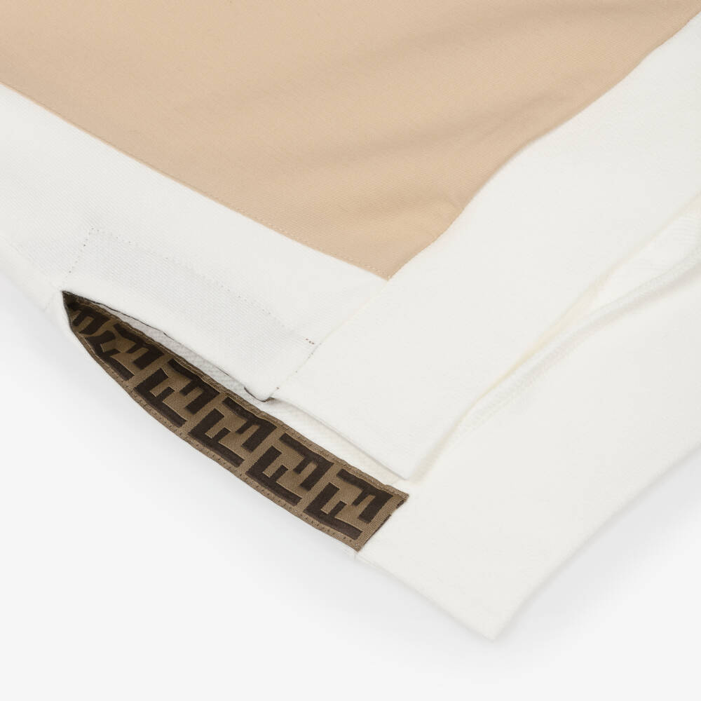 Fendi-Boys Beige & Ivory Cotton FF Zip-Up Hoodie | Childrensalon Outlet