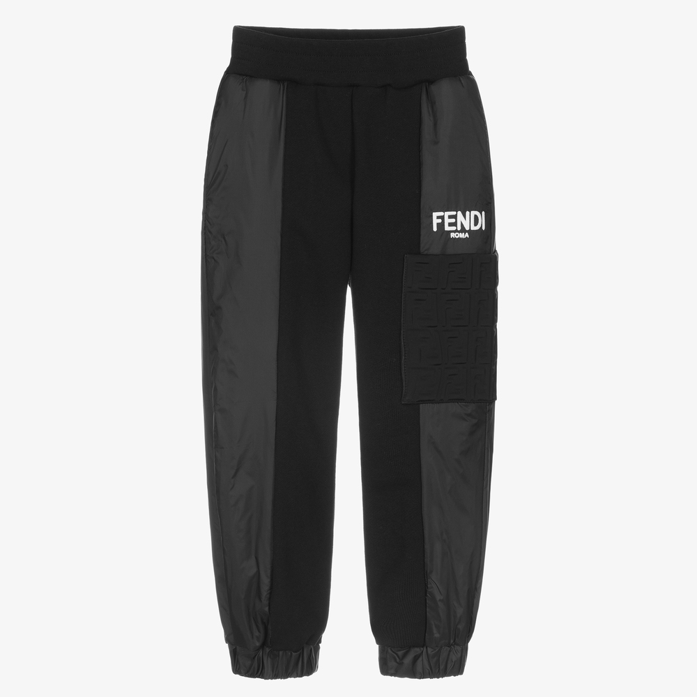Fendi Boys Black Cotton Joggers Childrensalon Outlet