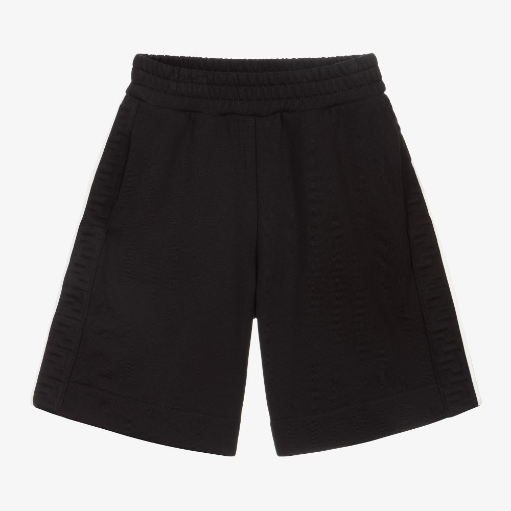 Fendi - Boys Black Cotton Logo Shorts | Childrensalon