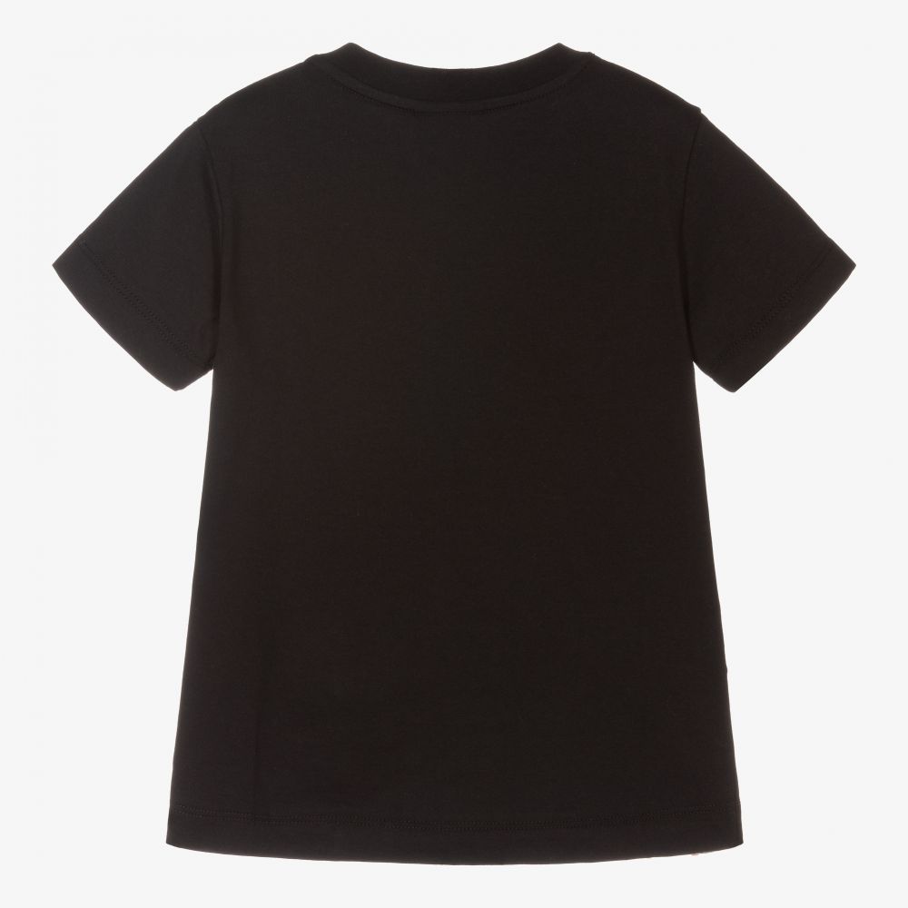Fendi-Boys Black Cotton Logo T-Shirt | Childrensalon Outlet