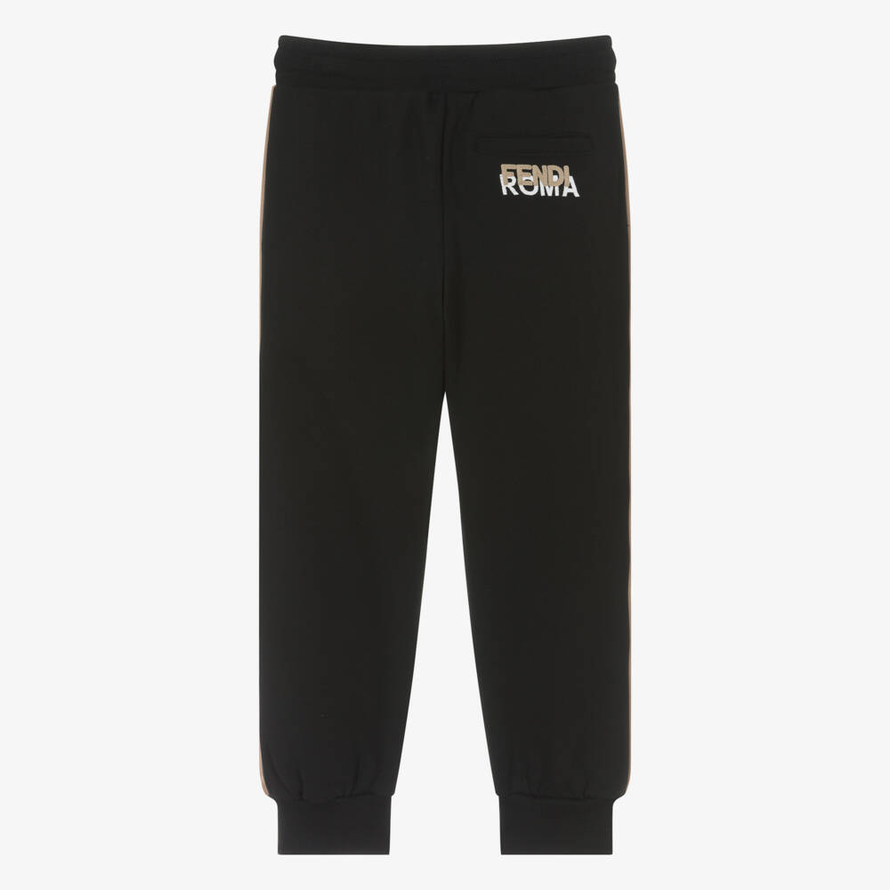 Fendi-Boys Black Cotton Stripe Joggers | Childrensalon Outlet