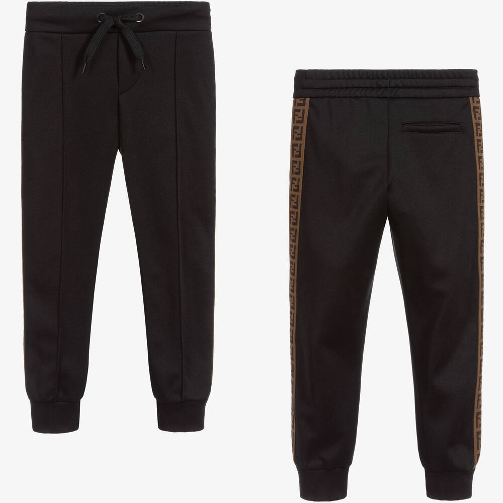 Fendi - Boys Black FF Logo Joggers | Childrensalon