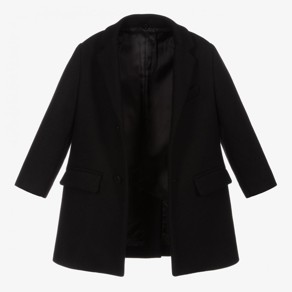 Fendi Boys Black FF Logo Wool Coat