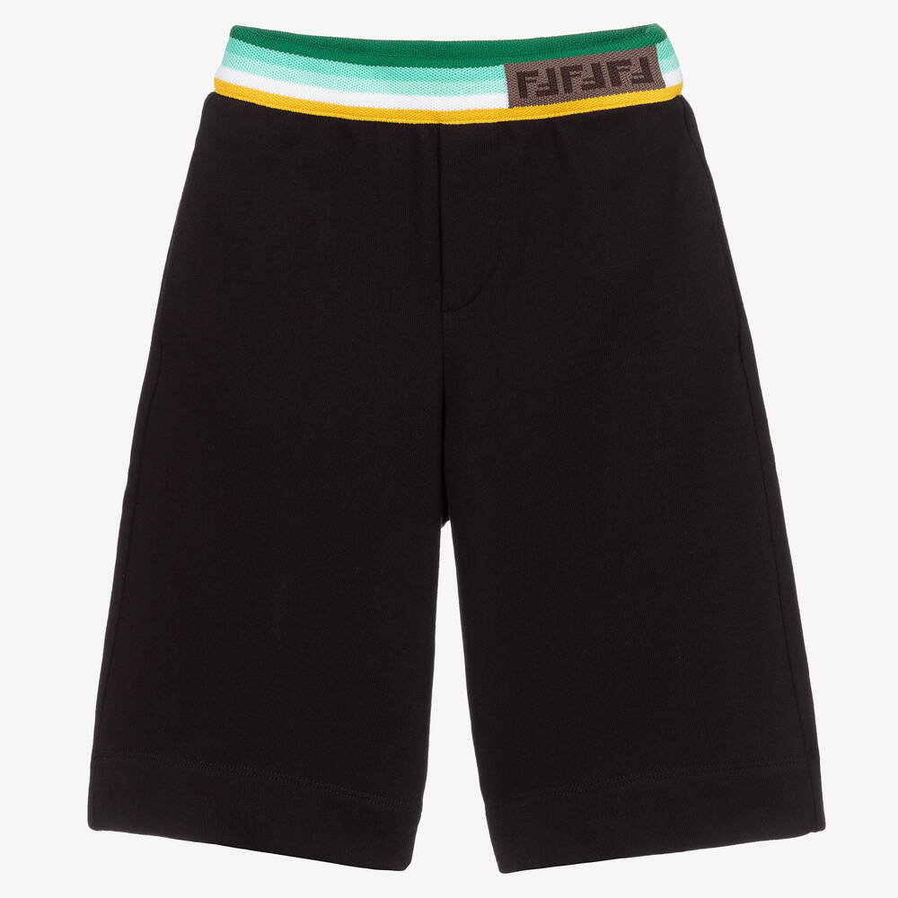 Fendi - Short noir en jersey Garçon | Childrensalon