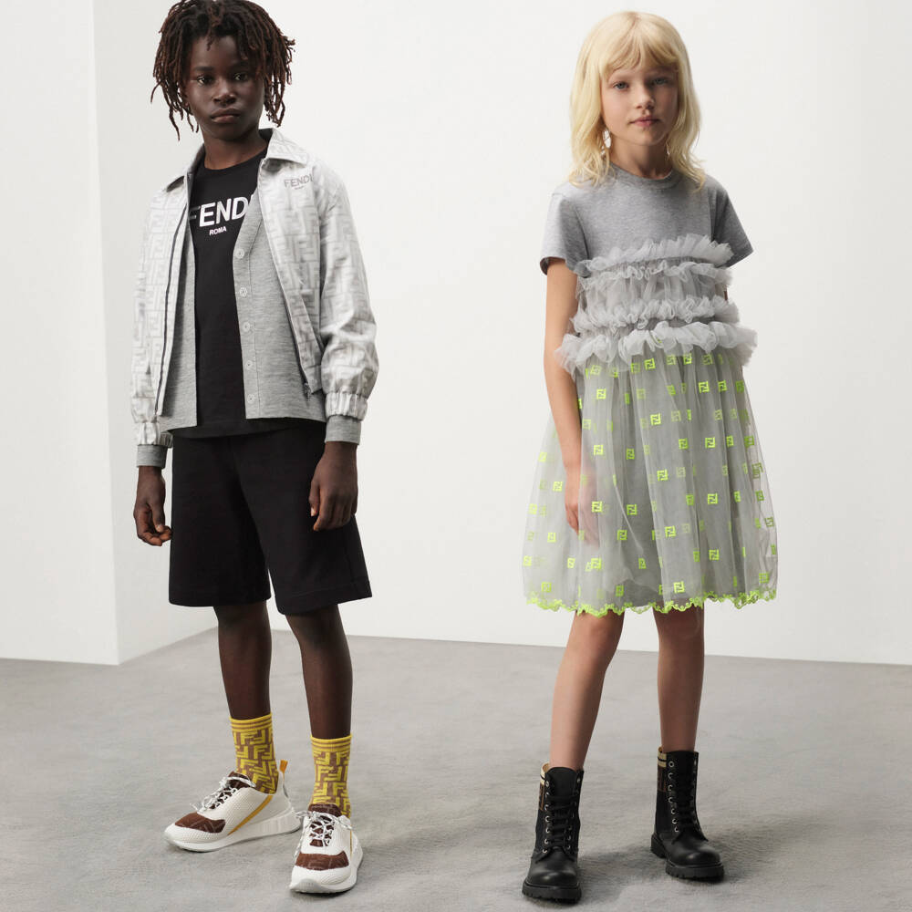 Fendi-شورت جيرسي قطني أسود للأولاد | Childrensalon Outlet