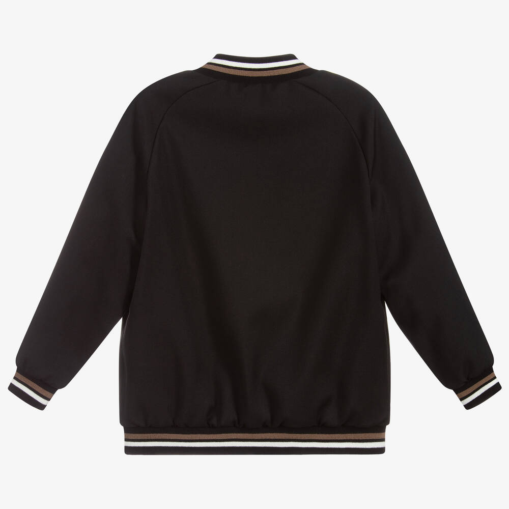 Fendi-Boys Black Wool Logo Jacket | Childrensalon Outlet