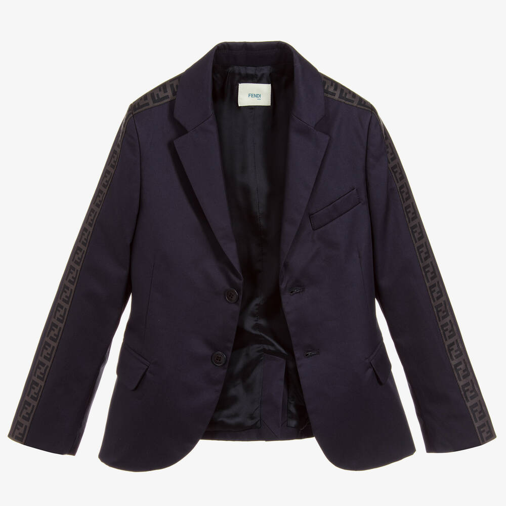 Fendi-Boys Blue Cotton FF Jacket | Childrensalon Outlet