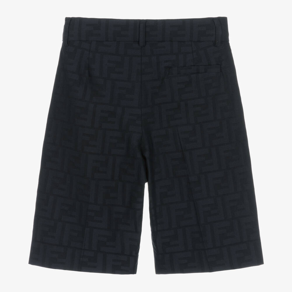 Fendi Boys Blue Cotton Logo Bermuda Shorts