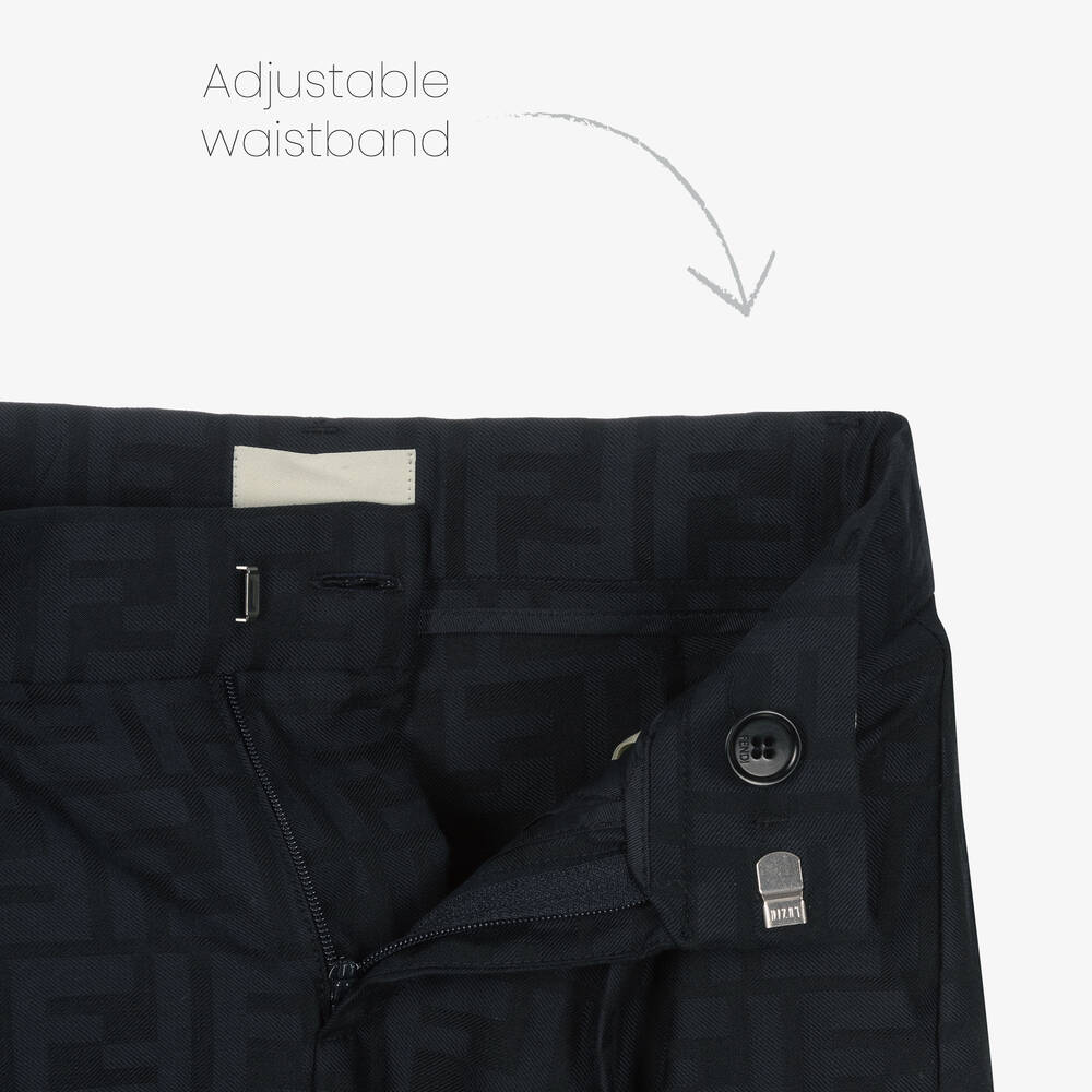 Fendi-Boys Blue Cotton Logo Bermuda Shorts | Childrensalon Outlet