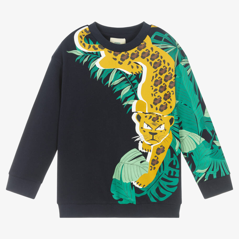 Fendi - Boys Blue Cotton Sweatshirt | Childrensalon