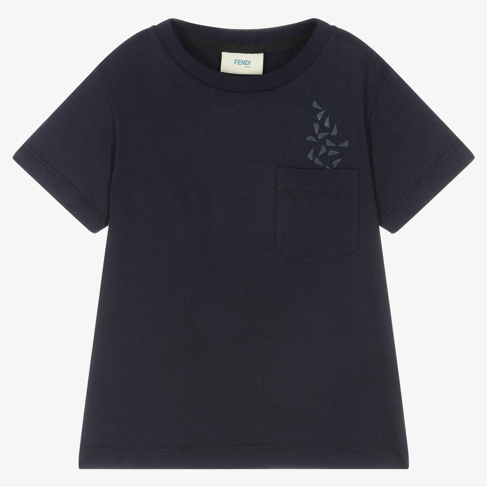 Fendi - Boys Blue Cotton T-Shirt  | Childrensalon