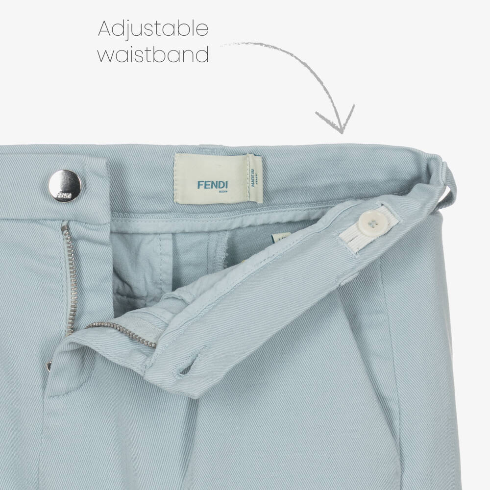 Fendi-شورت برمودا قطني أزرق للأولاد | Childrensalon Outlet