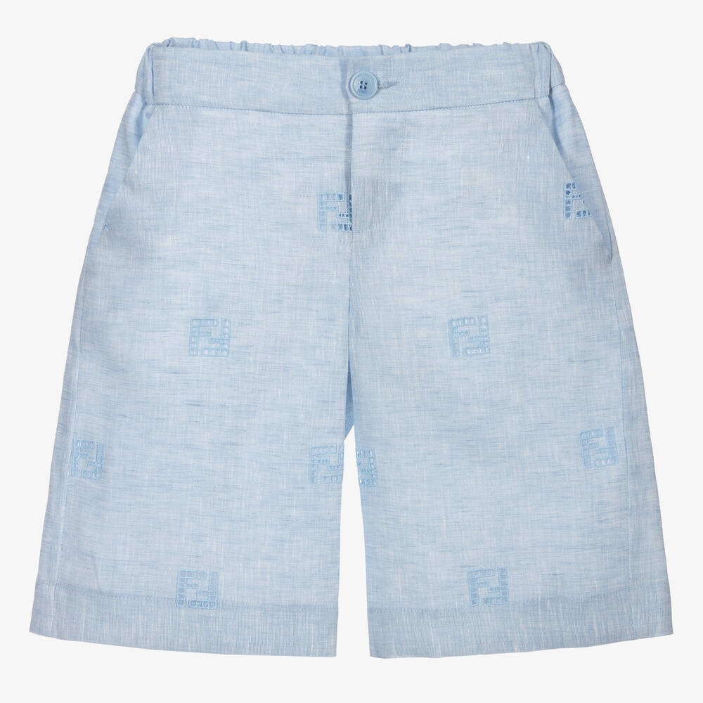 Fendi - Blaue FF-Leinenshorts für Jungen | Childrensalon