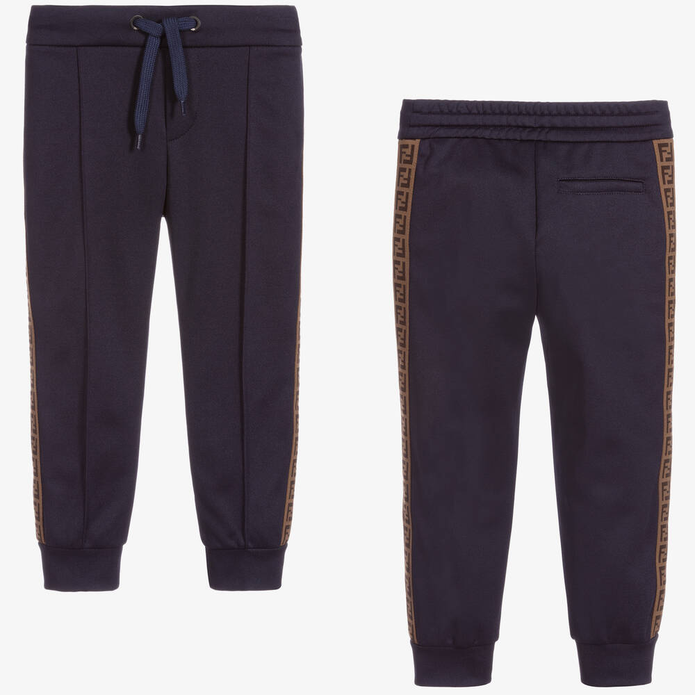 Fendi - Boys Blue FF Logo Joggers | Childrensalon