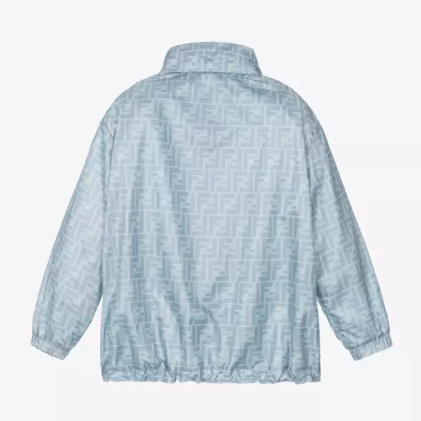 Fendi-معطف واقي من الرياح للأولاد بلون أزرق فاتح مع شعار | Childrensalon Outlet