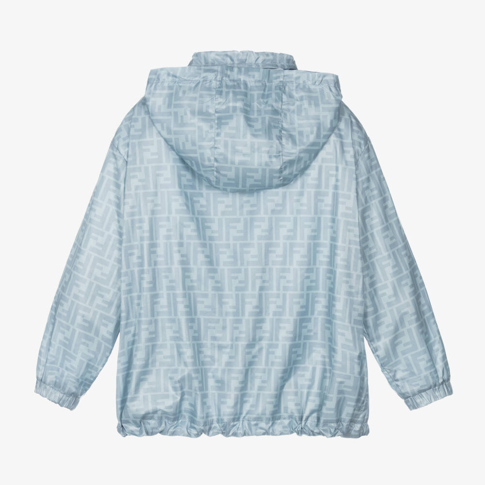 Fendi-معطف واقي من الرياح للأولاد بلون أزرق فاتح مع شعار | Childrensalon Outlet