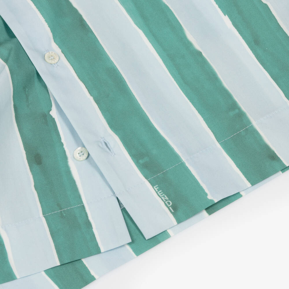 Fendi-Boys Blue & Green Striped Shirt | Childrensalon Outlet