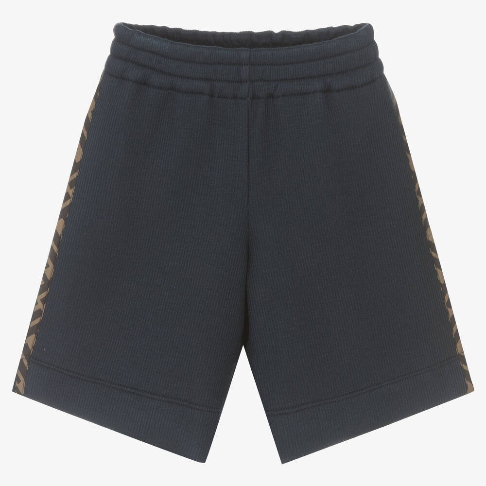 Fendi - Boys Blue Jersey Logo Shorts | Childrensalon