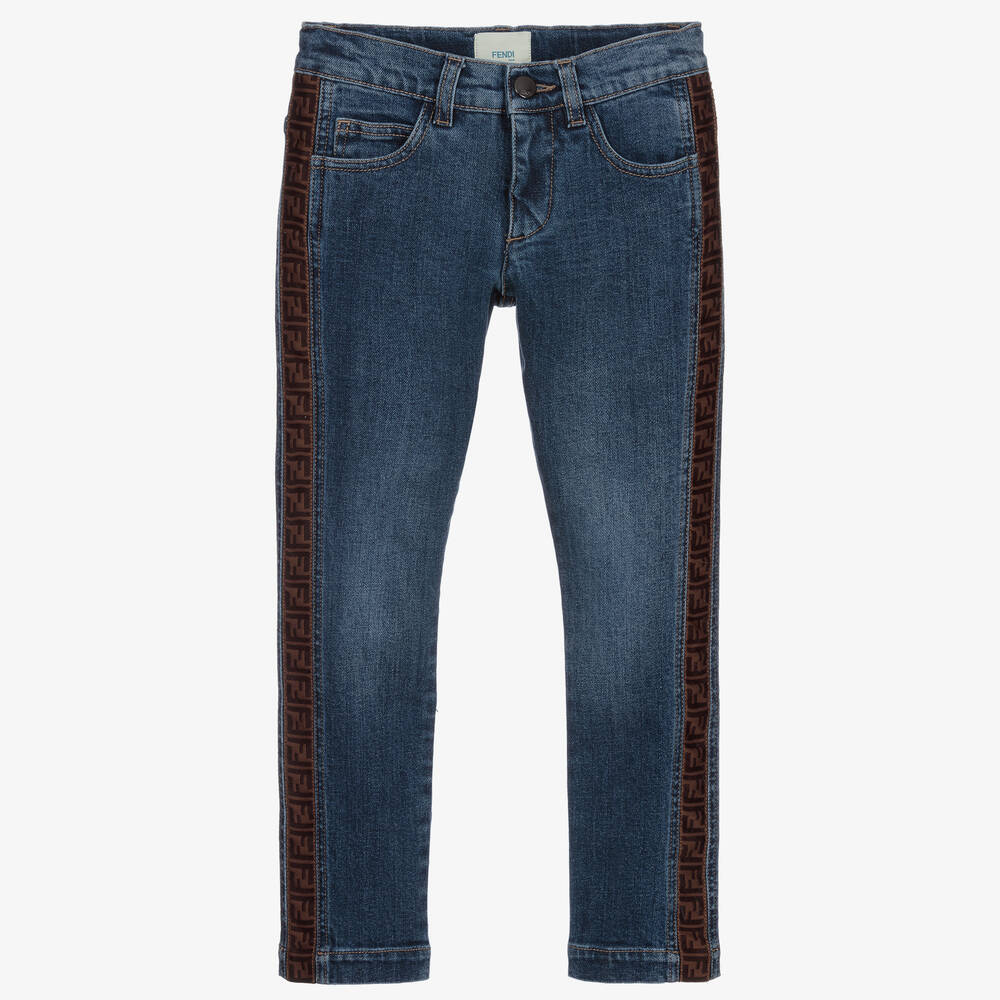 Fendi Boys Blue Logo Jeans Childrensalon Outlet