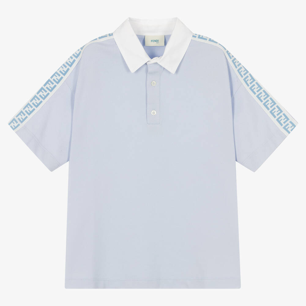 Fendi - Boys Blue Piqué Polo Shirt | Childrensalon