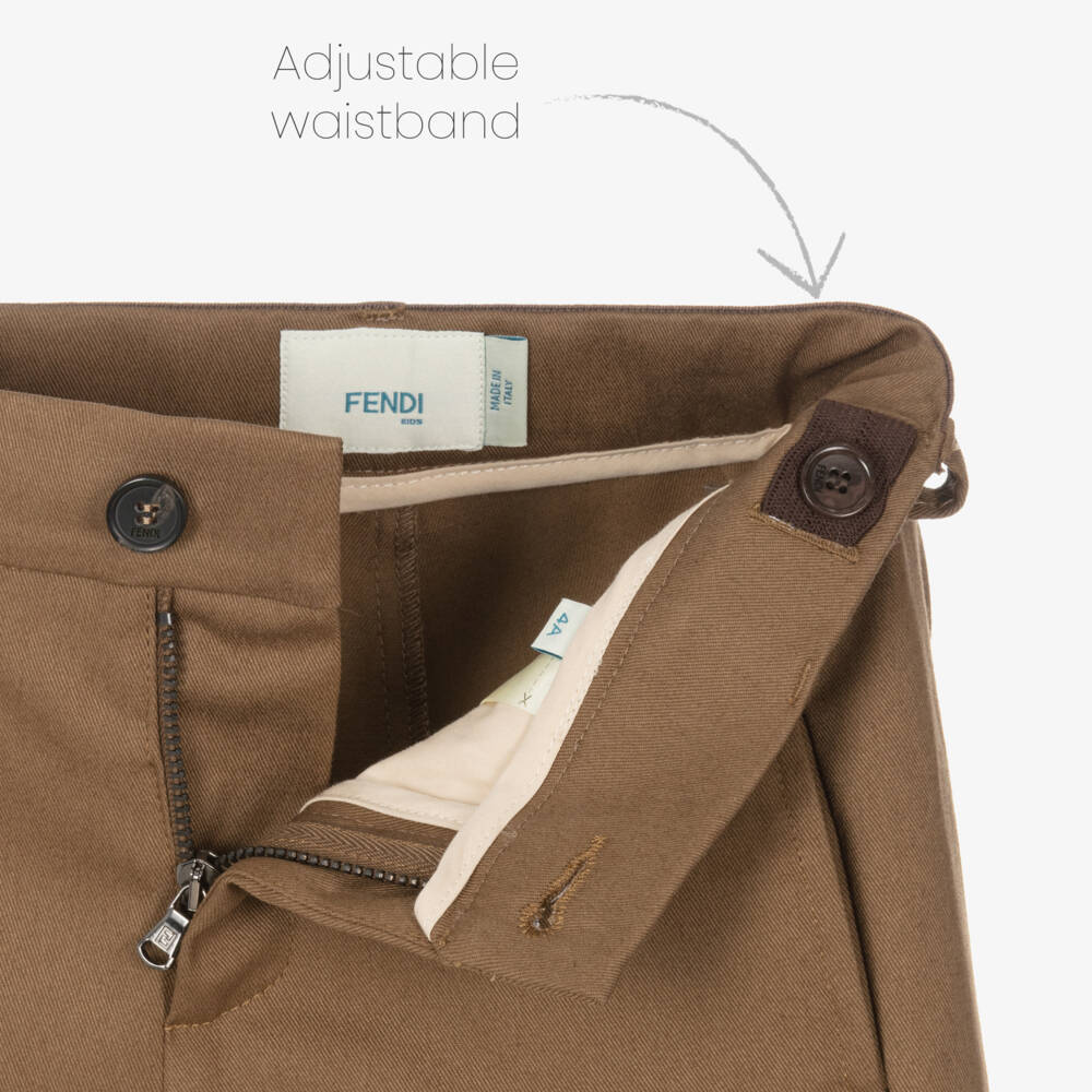 Fendi-Брюки из коричневого хлопкового твила для мальчиков | Childrensalon Outlet