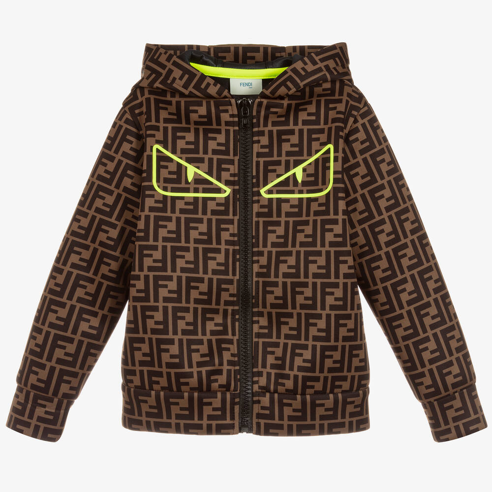 Fendi - Boys Brown FF Hooded Top | Childrensalon