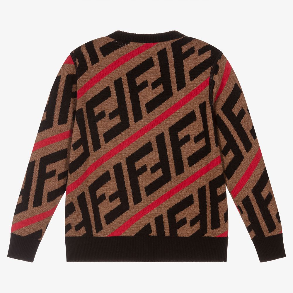 Fendi Boys Brown Wool FF Jumper