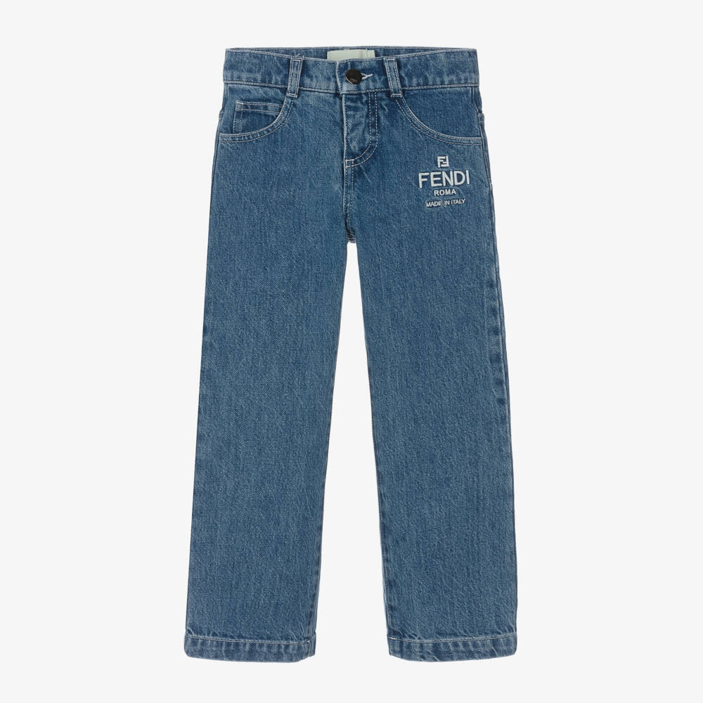 Fendi-Boys Classic Blue Logo Jeans | Childrensalon Outlet