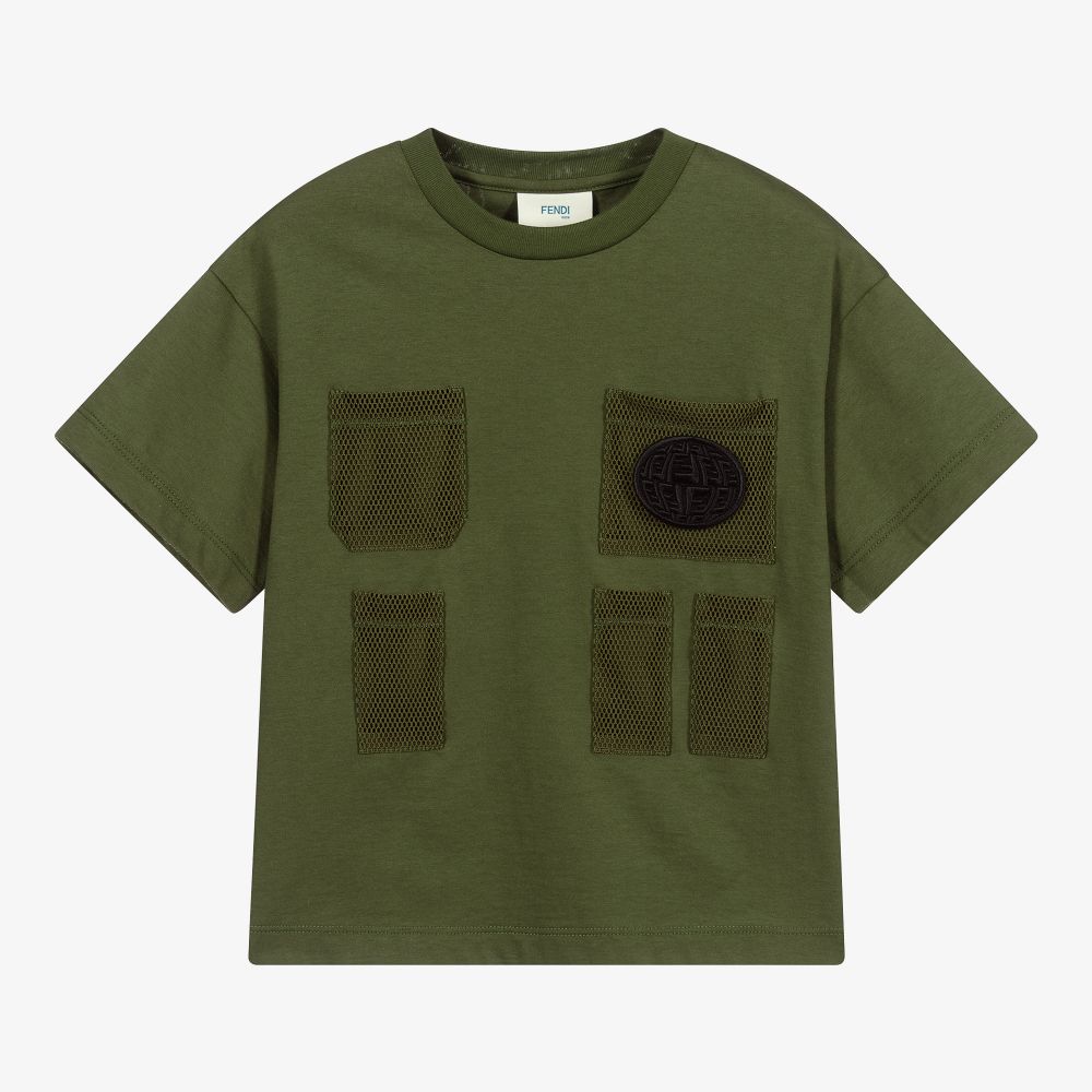 Fendi - Boys Green Cotton T-Shirt | Childrensalon