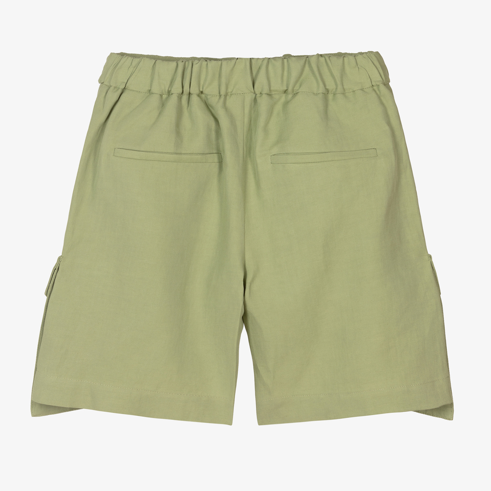 Fendi-Boys Green Linen FF Shorts | Childrensalon Outlet