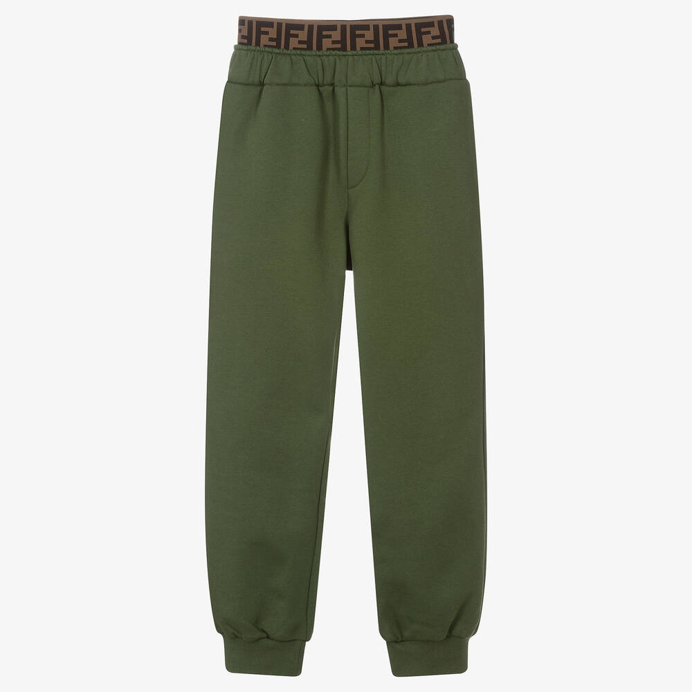 Fendi - Boys Green Logo Joggers | Childrensalon