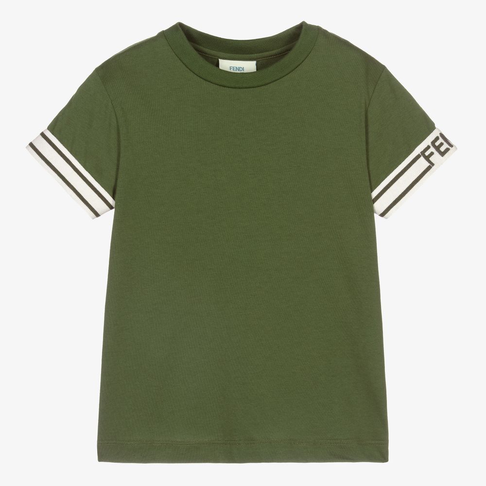 Fendi - Boys Green Logo T-Shirt | Childrensalon