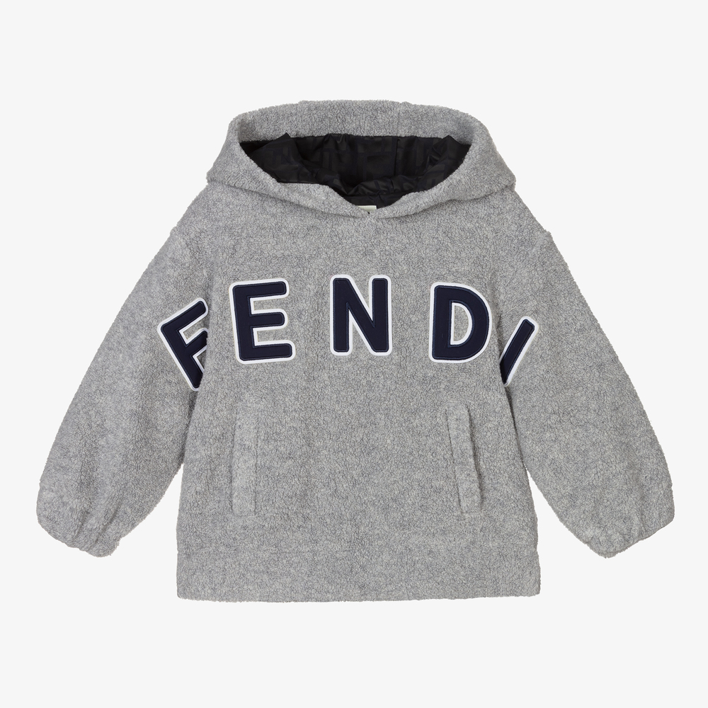 Fendi - Boys Grey Fleece Hoodie | Childrensalon