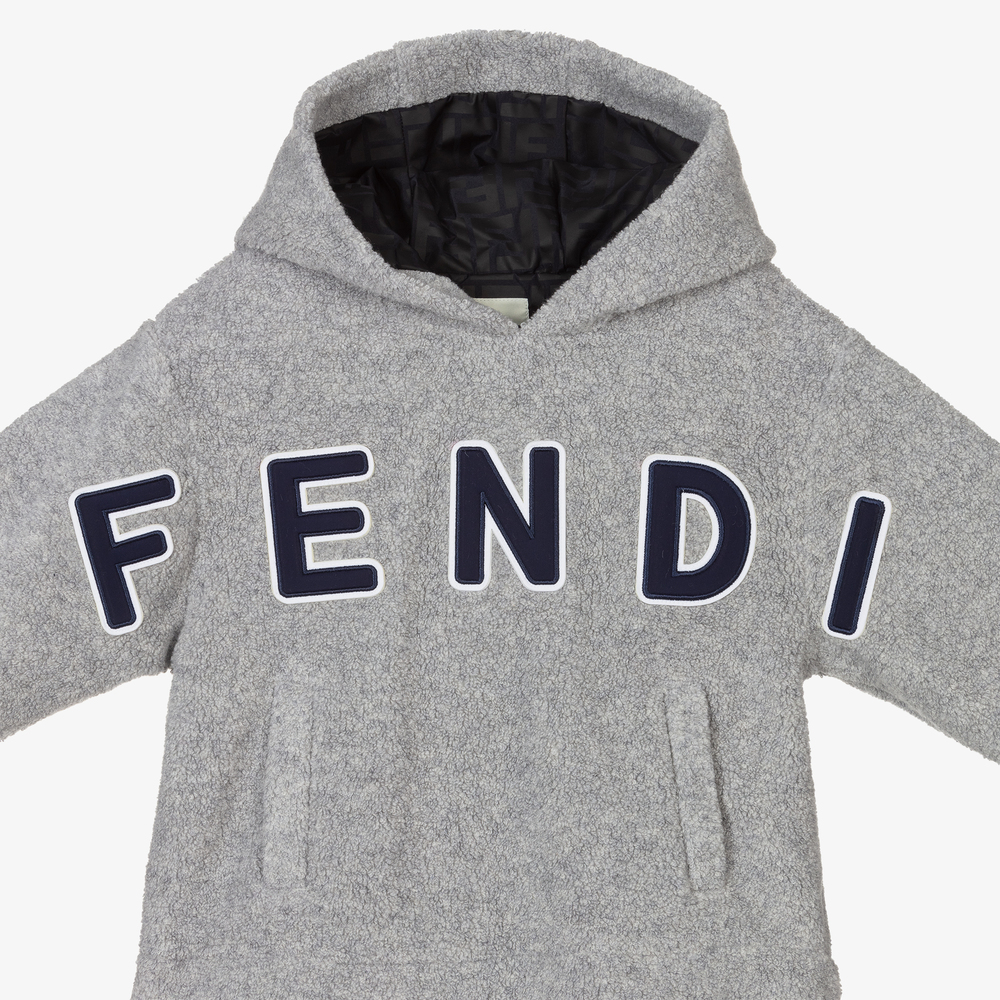 Fendi - Boys Grey Fleece Hoodie | Childrensalon Outlet